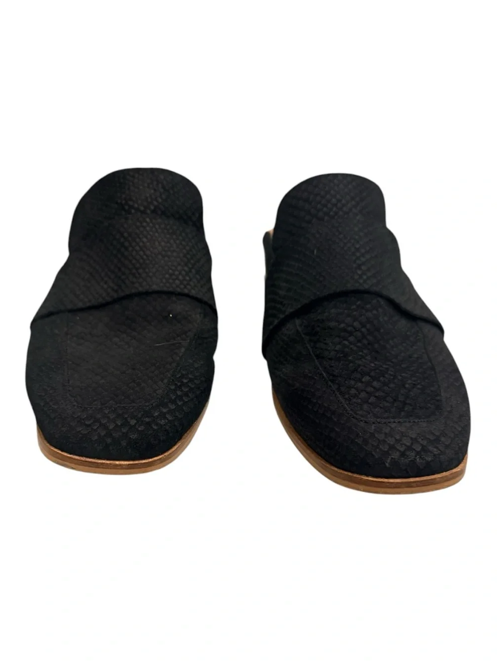 Free People At Ease Loafer Mules Black Python Snakeskin Leather Slip